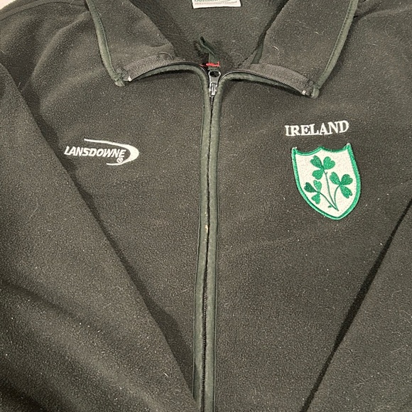 Mens Fleece Jacket Green Ireland 3 Shamrock Full Zipper Long Sleeves size XXL - Picture 1 of 5